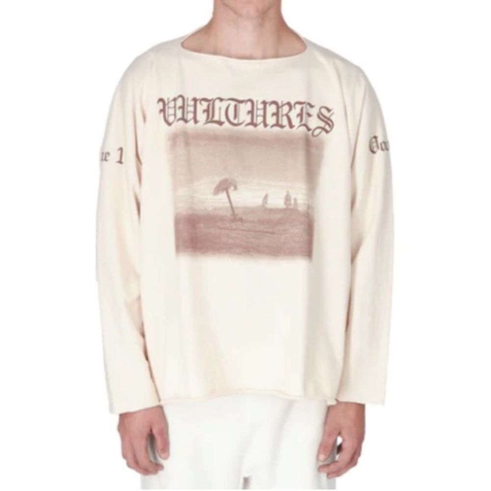 Kanye West YZY‎ Gosha Vultures Longsleeve Tee CREAM color size Medium/large NWOT